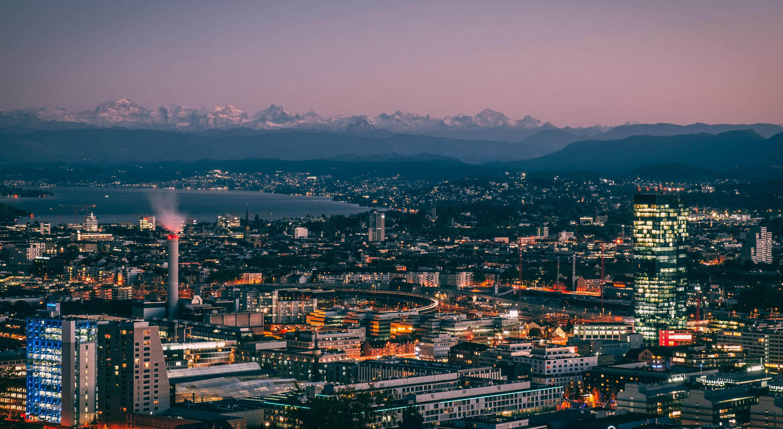 Zürich von Höngg aus in Abendstimmung